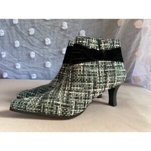 Chic Tweed & Velvet Ankle Boots - Size 7